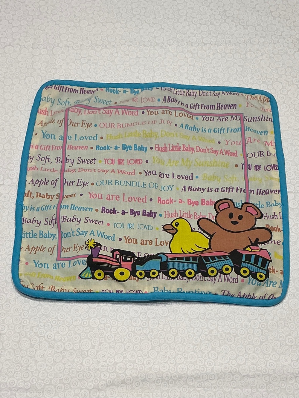 Cute Baby Pillow Cover with Bird, duck, Train with Affirmations of love